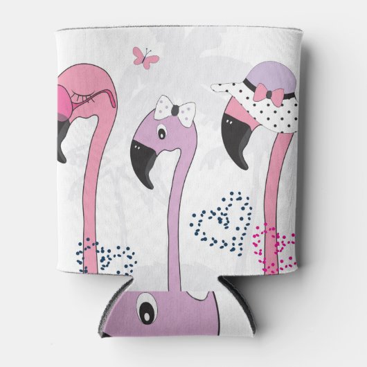 Zomerflamingo:  strandillustratie. blikjeskoeler (Voorkant)