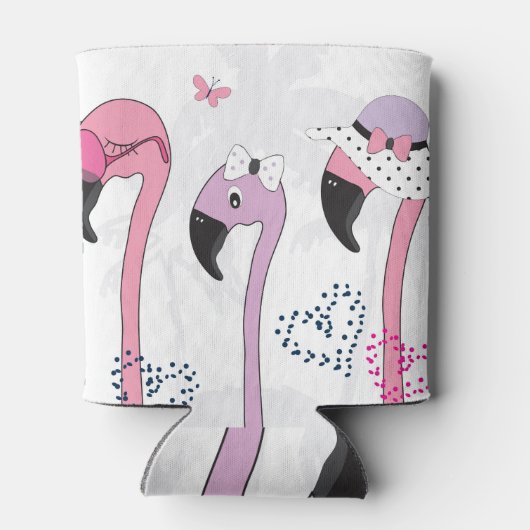 Zomerflamingo: strandillustratie. blikjeskoeler (Achterkant)