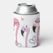 Zomerflamingo:  strandillustratie. blikjeskoeler (Blikje Achterkant)