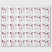 Zomerflamingo:  strandillustratie. cadeaupapier (Vlak)