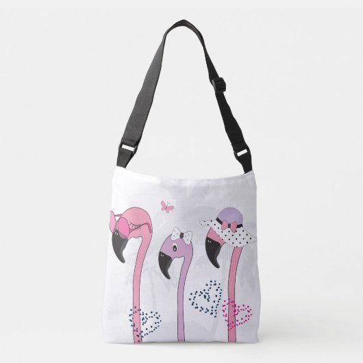 Zomerflamingo: strandillustratie. crossbody tas (Voorkant)