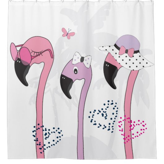 Zomerflamingo: strandillustratie. douchegordijn (Voorkant)