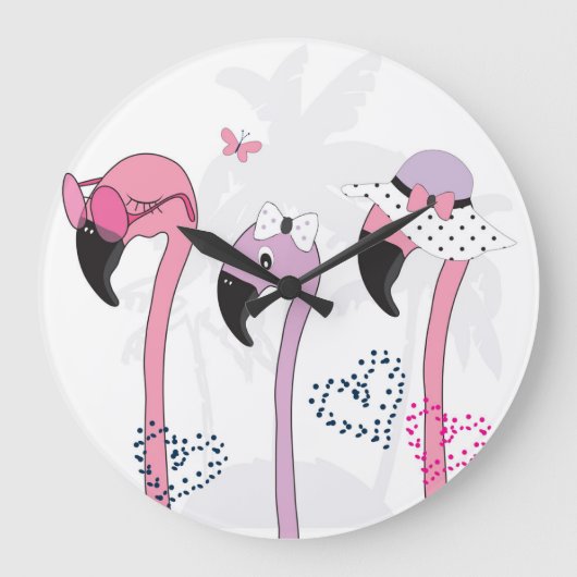 Zomerflamingo: strandillustratie. grote klok (Voorkant)