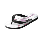 Zomerflamingo:  strandillustratie. kinder teenslippers (Schuin)