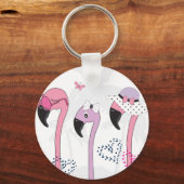 Zomerflamingo:  strandillustratie. sleutelhanger (Voorkant)