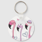 Zomerflamingo:  strandillustratie. sleutelhanger (Achterkant)