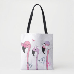 Zomerflamingo:  strandillustratie. tote bag