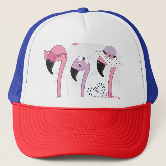 Zomerflamingo: strandillustratie. trucker pet (Voorkant)