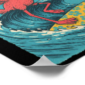 Zomerflamingo surfen Strandstemming Vakantie Poster (Hoek)