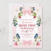Zomerfruit aardbeien bessen eerste verjaardag kaart (Voorkant)