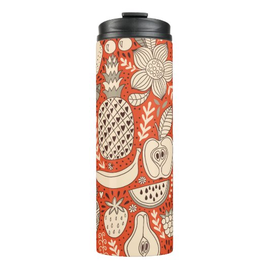 Zomerfruit Doodle Thermosbeker (Voorkant)