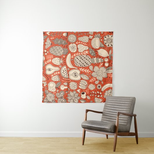 Zomerfruit Doodle Wandkleed (In Situ (horizontaal))