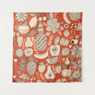 Zomerfruit Doodle Wandkleed