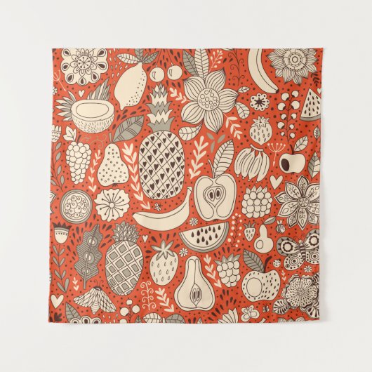 Zomerfruit Doodle Wandkleed (Voorkant)