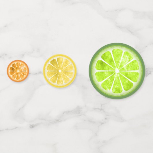 Zomerfruit Drink citroen, Limoen, Sinaasappel ID53 Confetti (Achterkanten)