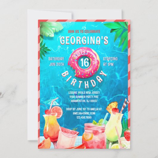 Zomerfruit Drink lief 16 feestdag Kaart (Voorkant)