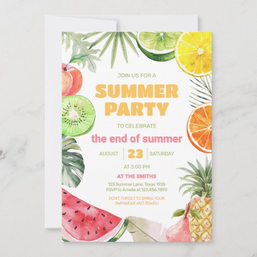 Zomerfruit Einde van de Uitnodiging van het Zomerf (Voorkant)