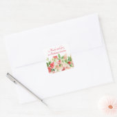 Zomerfruit en Bloemen Roze Waterverf Vierkante Sticker (Envelop)