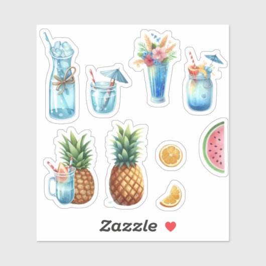 Zomerfruit en drankjes sticker (Vel)