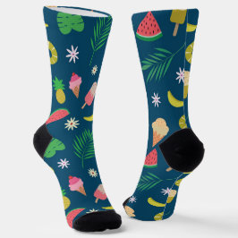 Zomerfruit en ijs patroon sokken