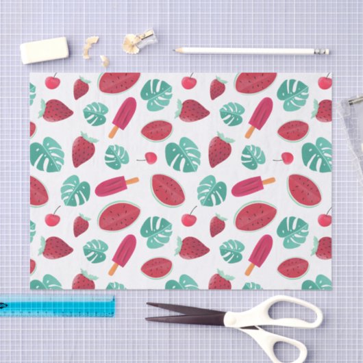 Zomerfruit en palmbladeren tissuepapier (Craft)