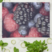 Zomerfruit Gemengde Bessen Close-up Foto Theedoek (Gevouwen)