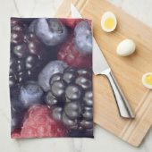 Zomerfruit Gemengde Bessen Close-up Foto Theedoek (Quarter Fold)