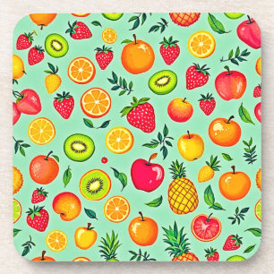 Zomerfruit Naadloos Ontwerp Bier Onderzetter