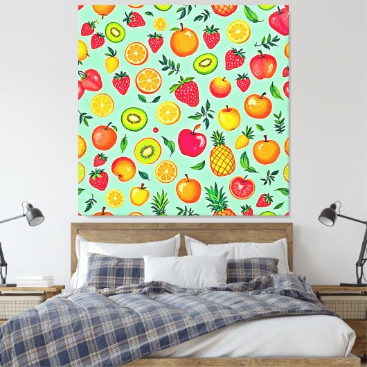 Zomerfruit Naadloos Ontwerp Canvas Afdruk (Insitu (Slaapkamer))