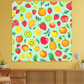 Zomerfruit Naadloos Ontwerp Canvas Afdruk (Insitu (Woonkamer))