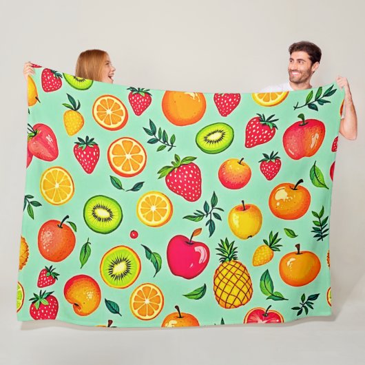 Zomerfruit Naadloos Ontwerp Fleece Deken (In situ)
