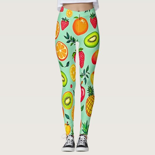 Zomerfruit Naadloos Ontwerp Leggings (Voorkant)