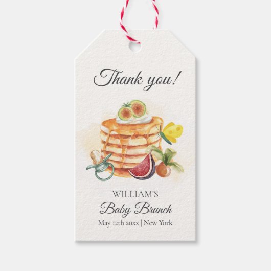 Zomerfruit Pannenkoek Fopspeen Brunch Baby shower Cadeaulabel (Voorkant)