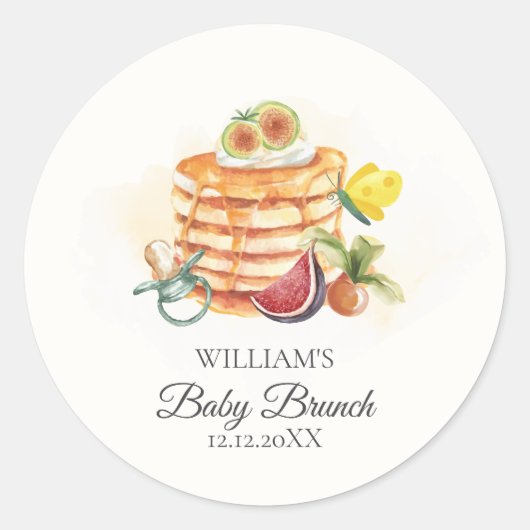 Zomerfruit Pannenkoek Fopspeen Brunch Baby shower Ronde Sticker (Voorkant)
