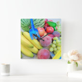 Zomerfruit, voeding, meloen, druiven, perziken, ba vierkante klok (Huis)