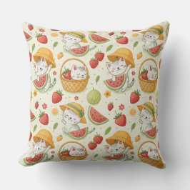 Zomerfruitkatpatroon - Picknickontwerp voor kinder Kussen