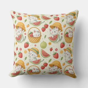 Zomerfruitkatpatroon - Picknickontwerp voor kinder Kussen