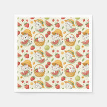 Zomerfruitkatpatroon - Picknickontwerp voor kinder