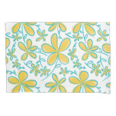  zomergeel en turquoise bloempatroon kussensloop (Voorkant)