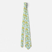 zomergeel en turquoise bloempatroon stropdas (Achterkant)