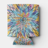 Zomergeel Roze Bloemen Geschilderde Lijn Kunst Blikjeskoeler (Achterkant)