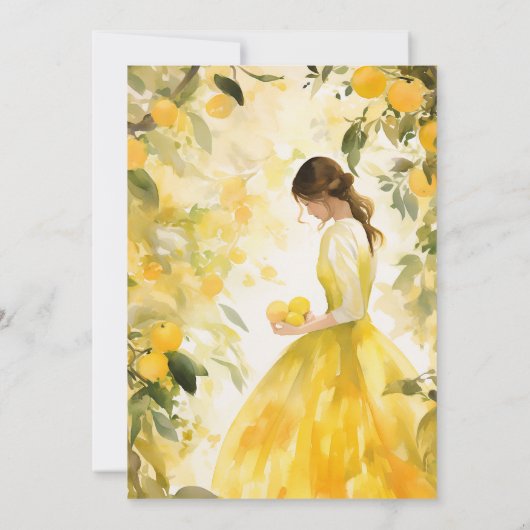 Zomergele citroen Sinaasappel Citrus Vrijgezellenf Kaart (Achterkant)