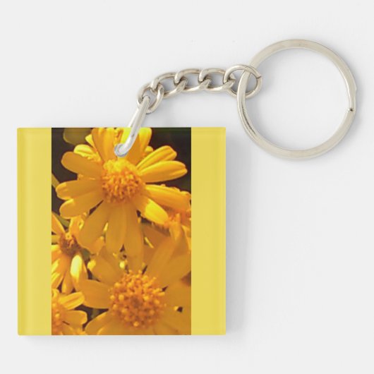 Zomergele Zonnebloem Acryl Sleutelhanger (Achterkant)