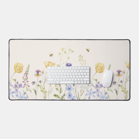 Zomergelukzaligheid, wilde bloemen, waterverf bureaumat (Keyboard & Muis)