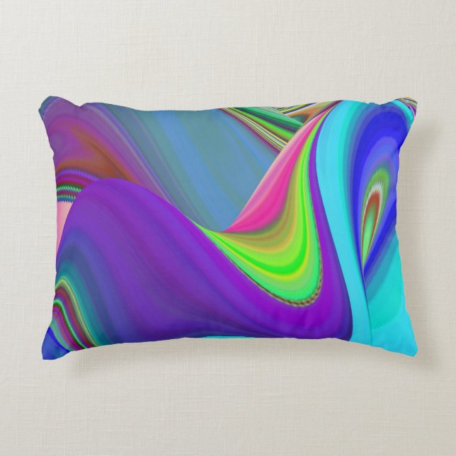 Zomergevoel, Abstracte 3D Rainbowart Accent Kussen (Voorkant)