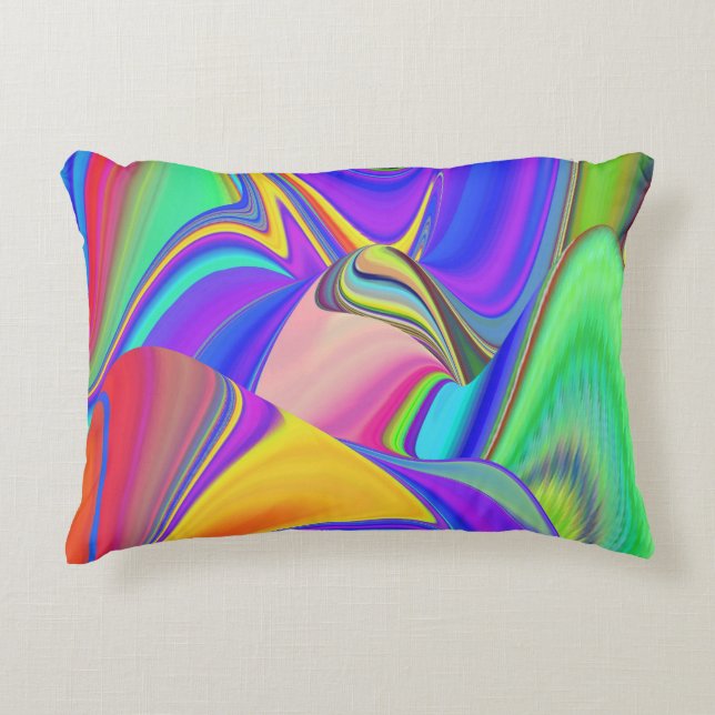 Zomergevoel, Abstracte 3D Rainbowart Accent Kussen (Voorkant)
