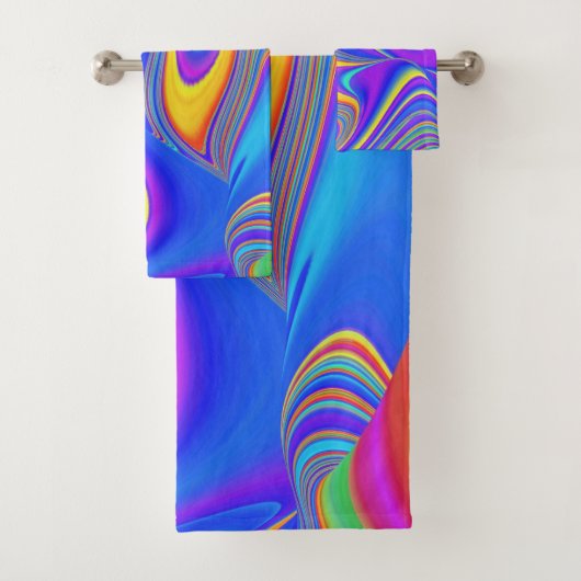Zomergevoel, Abstracte 3D Rainbowart Bad Handdoek (Insitu)