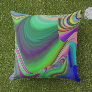 Zomergevoel, Abstracte 3D Rainbowart Buitenkussen