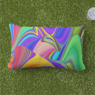 Zomergevoel, Abstracte 3D Rainbowart Buitenkussen