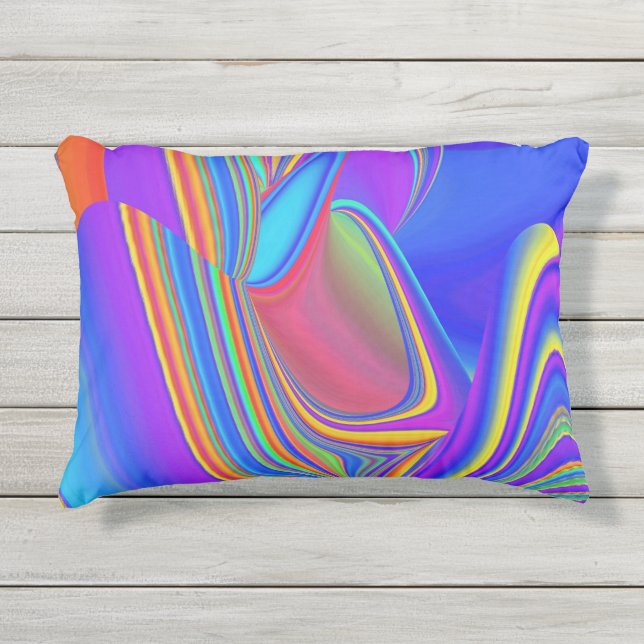 Zomergevoel, Abstracte 3D Rainbowart Buitenkussen (Voorkant)